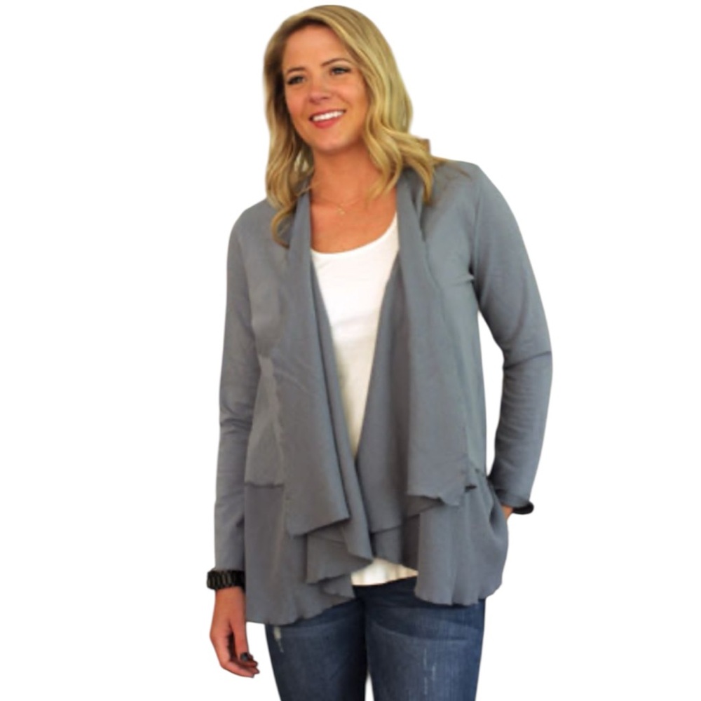 Prairie Cotton waffle trim cardigan sz CL - Picture 2 of 5